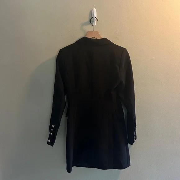 Lulus Captain’s Blog Black Double-Breasted Coat Size Small Neutral Jacket - Picture 5 of 12